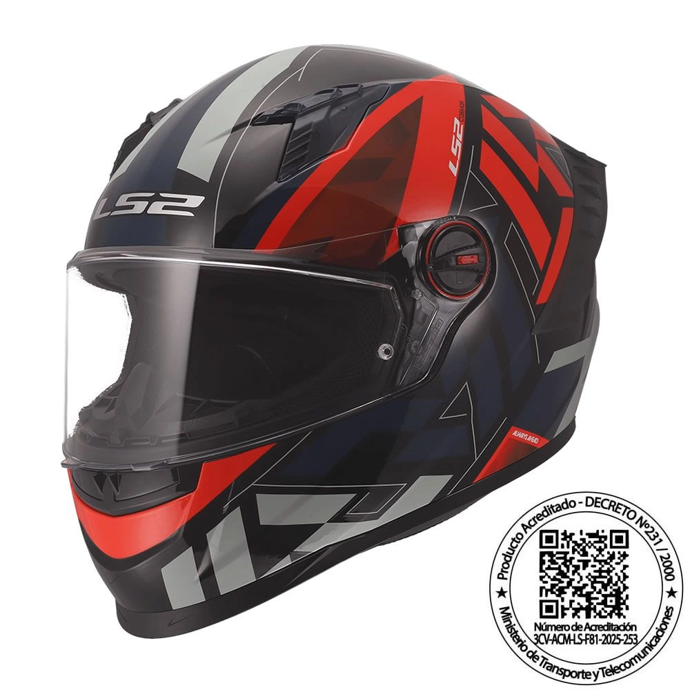 CASCO LS2 FF816 COSMOS PASKAL NEGRO ROJO