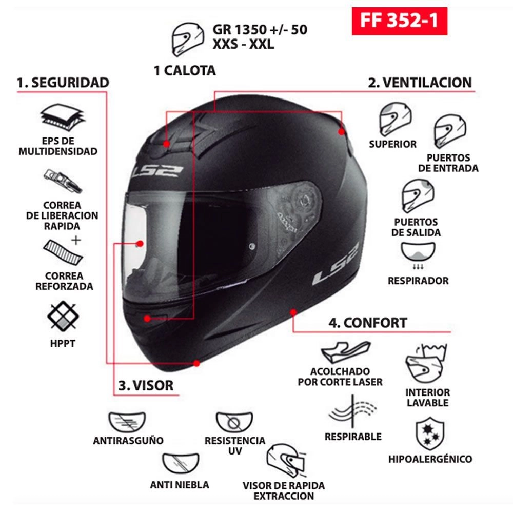 CASCO INTEGRAL LS2 FF352 EVO ROOKIE BLANCO