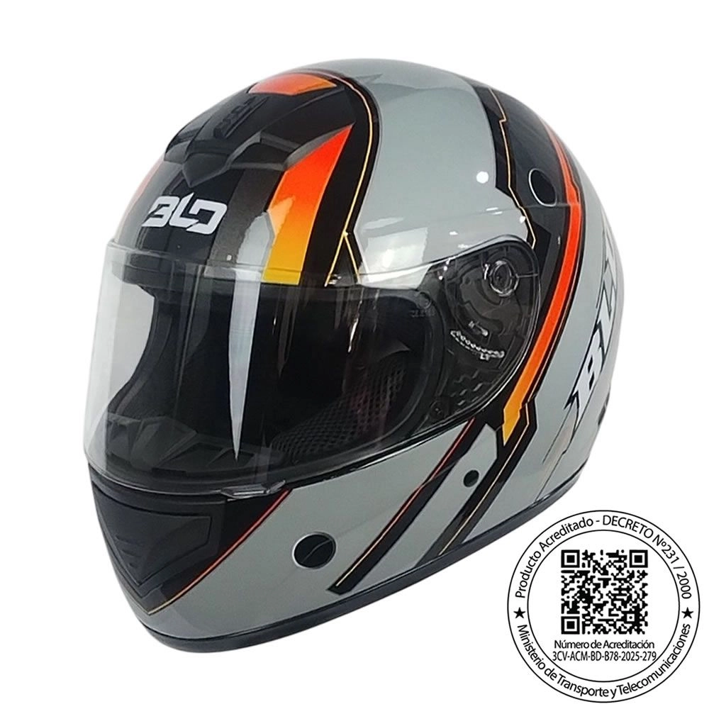 CASCO BLD 878 DOT CYBORG GRIS NARANJA