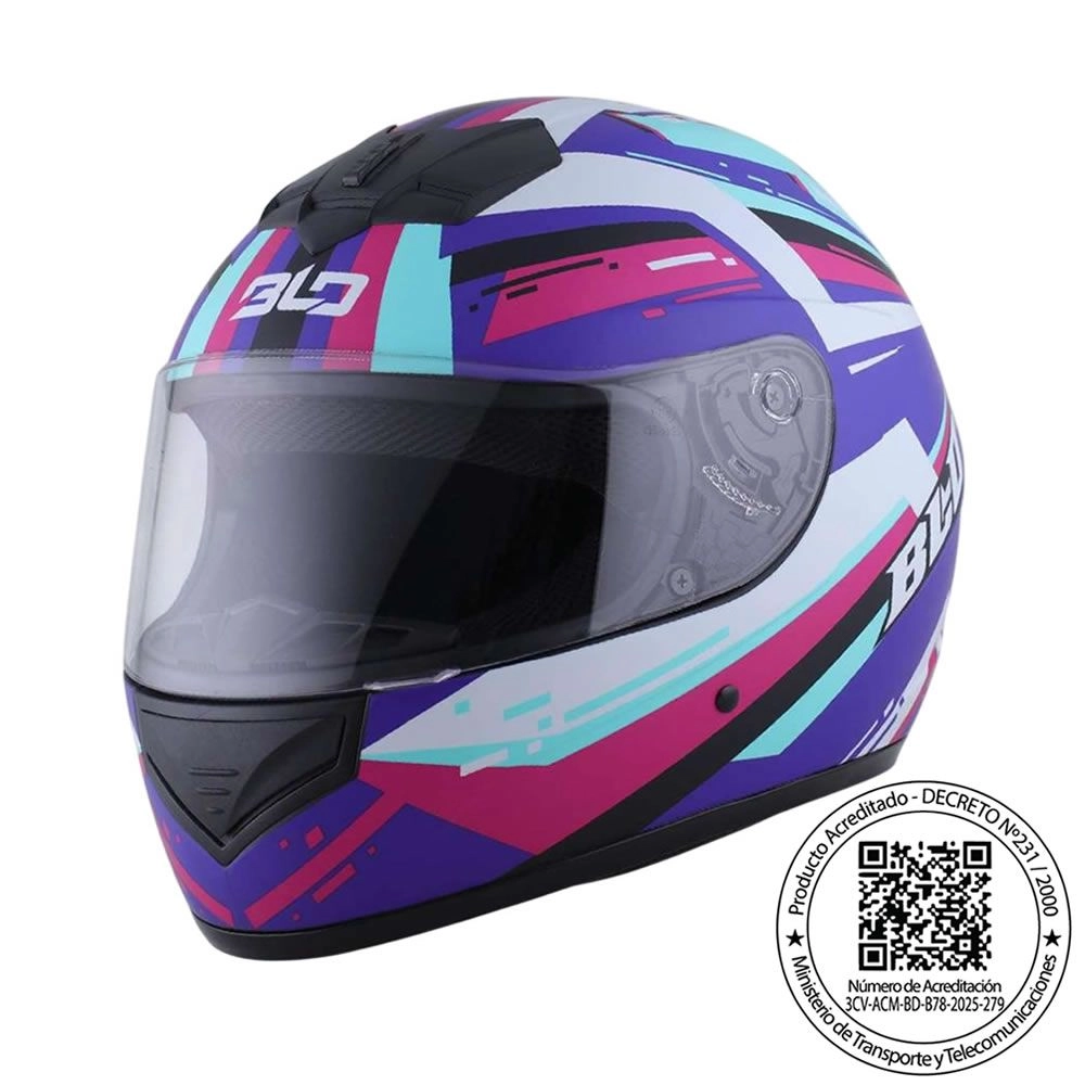CASCO BLD 878 DOT SPOKE MORADO ROSA VERDE MATE