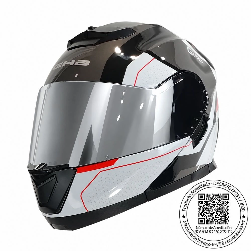 CASCO GHB 160 BOUNDARY NEG ROJO BLANCO MICA SILVER