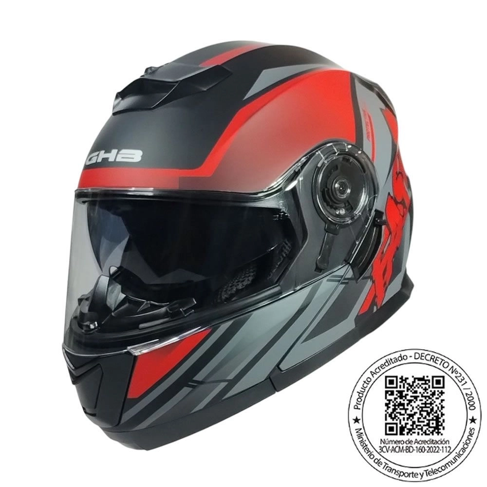 CASCO GHB 160 FAST NEGRO ROJO MATE
