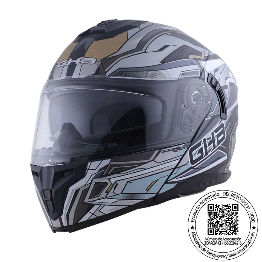 CASCO ABATIBLE GHB 166 ANDROID GRIS MATE