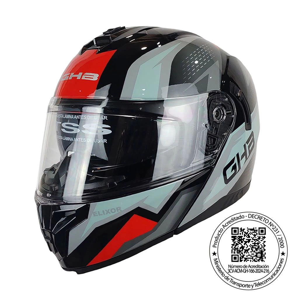 CASCO GHB 166 ELIXOR NEGRO ROJO