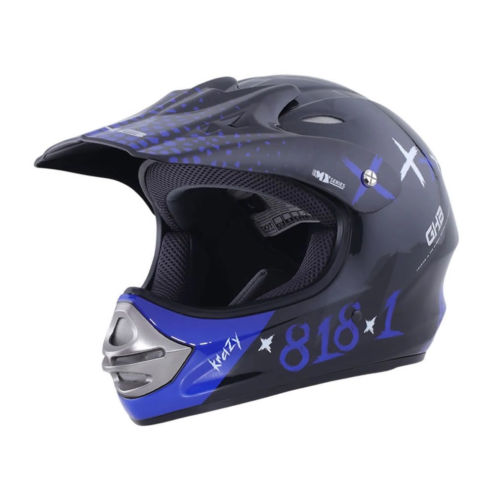 CASCO NIÑO GHB 818 DOT KRAZY NEGRO AZUL