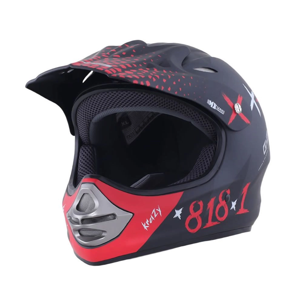 CASCO GHB 818 DOT KRAZY NEGRO ROJO MATTE