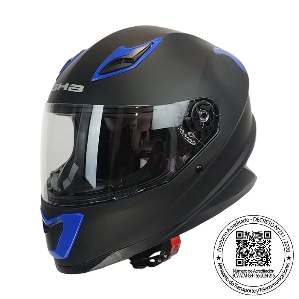 CASCO INTEGRAL GHB M-62 PLAIN NEGRO AZUL MATTE