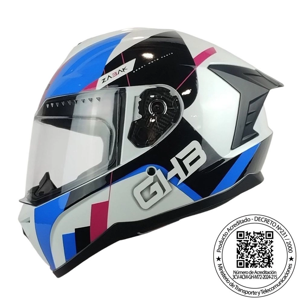 CASCO GHB M-72 ZABAK BLANCO AZUL ROSA