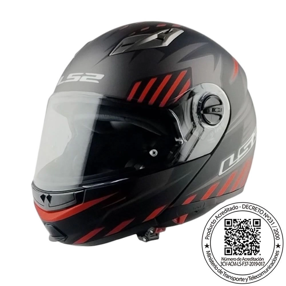 CASCO LS2 FF370 EASY EXTENT NEGRO ROJO MATE