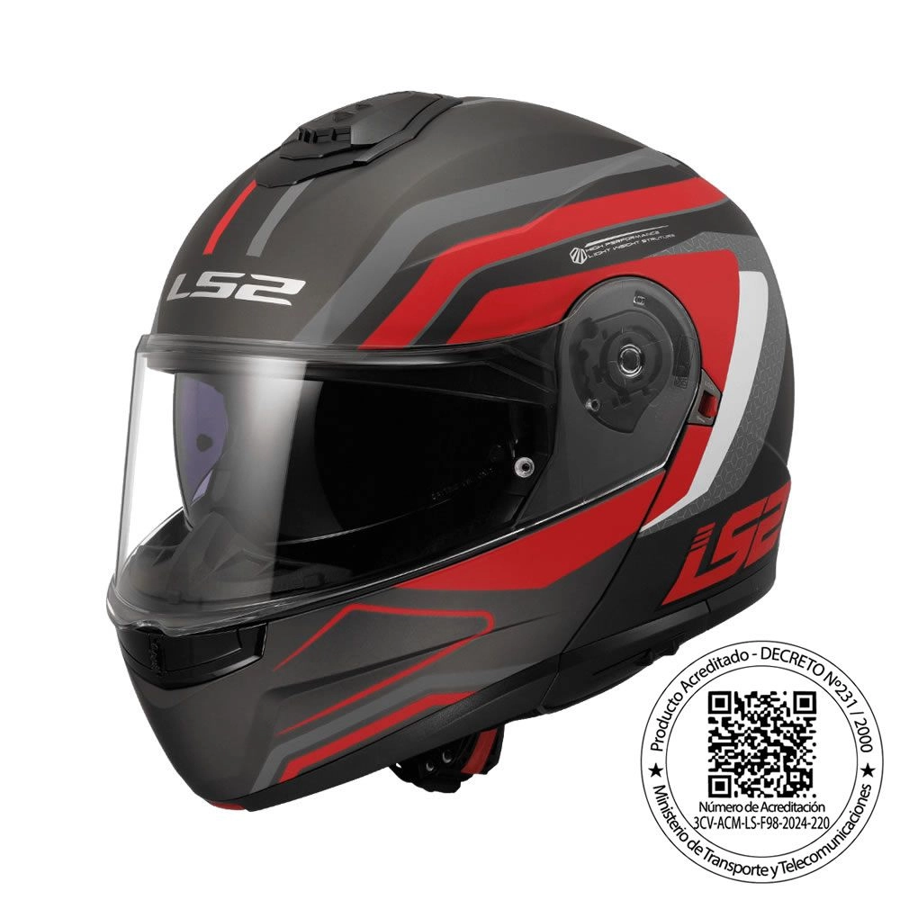 CASCO LS2 FF908 STROBE II PHANTOM TITANIO GRIS ROJO