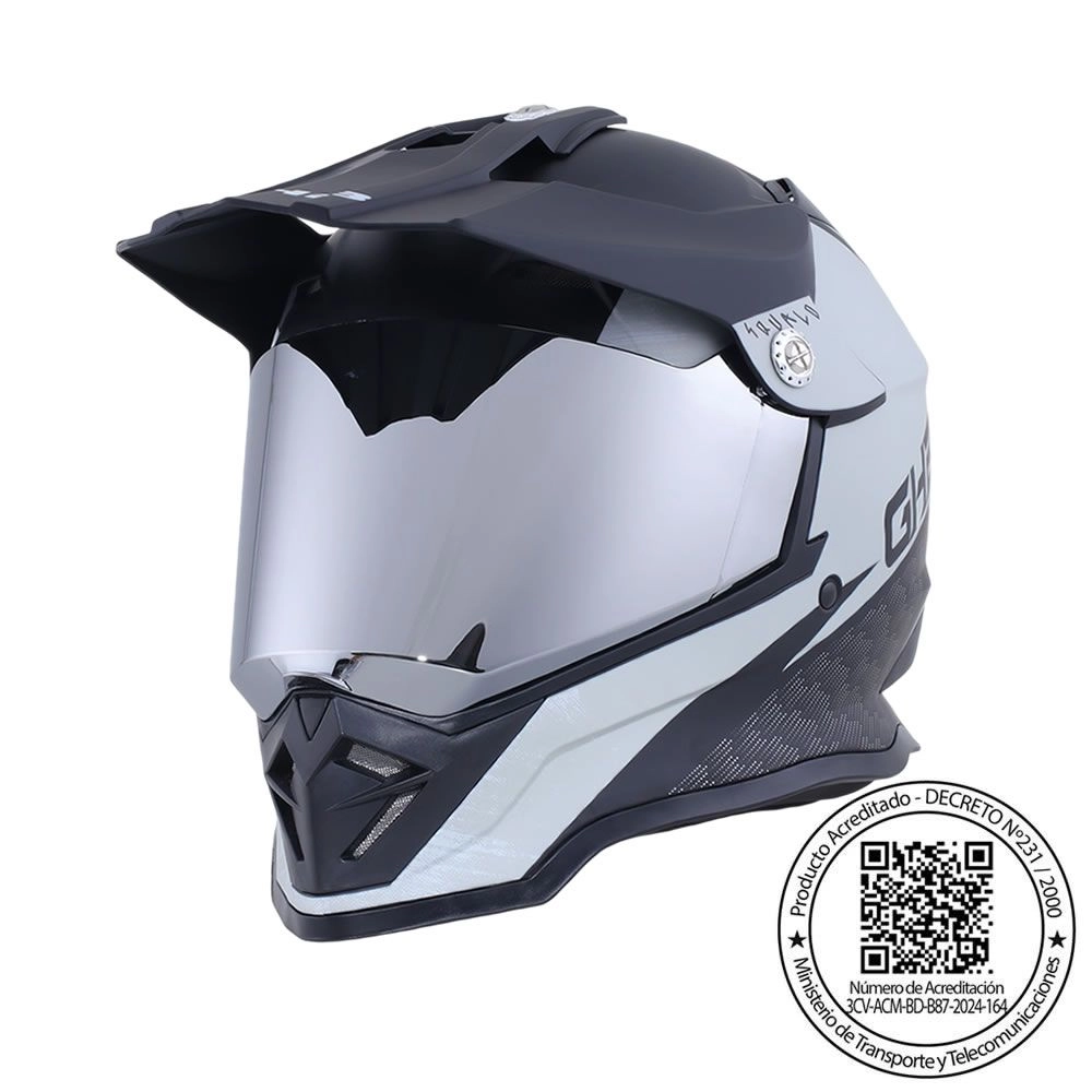 CASCO GHB 819-7 SQUALO NEGRO GRIS MATE MICA IRIDIUM SILVER