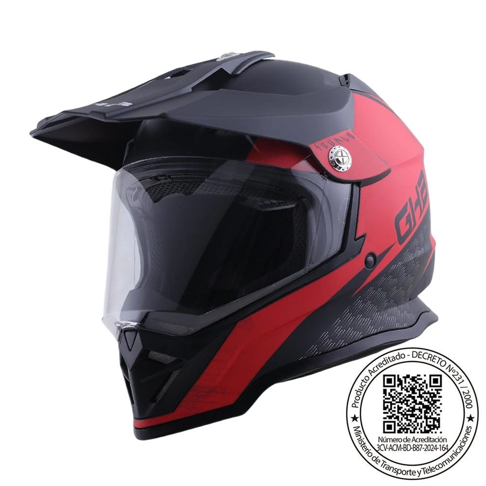 CASCO GHB 819-7 SQUALO NEGRO ROJO MATE
