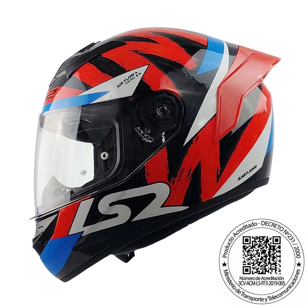 CASCO LS2 FF352 EVO WOLVES NEGRO ROJO SPOILER ROJO