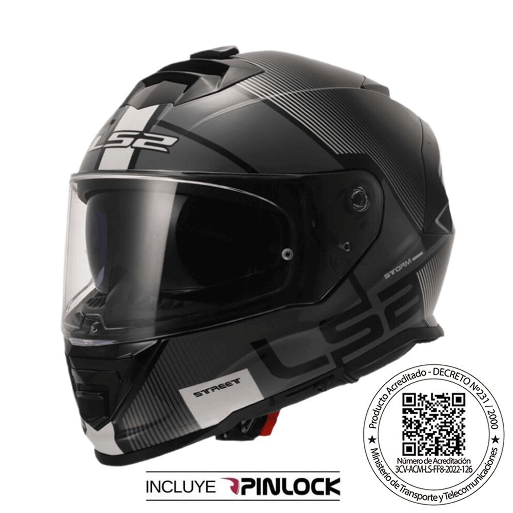 CASCO LS2 FF800 STORM II EPIC NEGRO BLANCO MATE