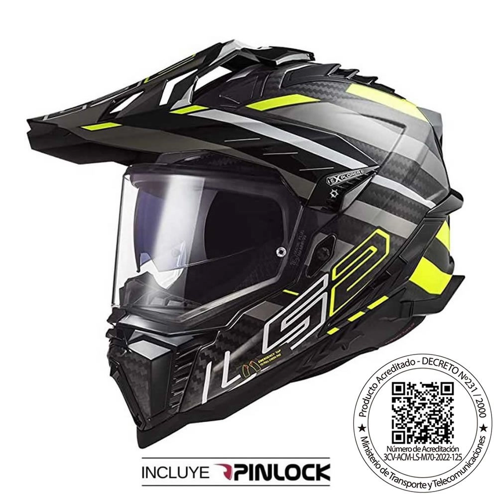 CASCO LS2 MX701 EXPLORER CARBONO EDGE NEGRO AMARILLO TITANIO