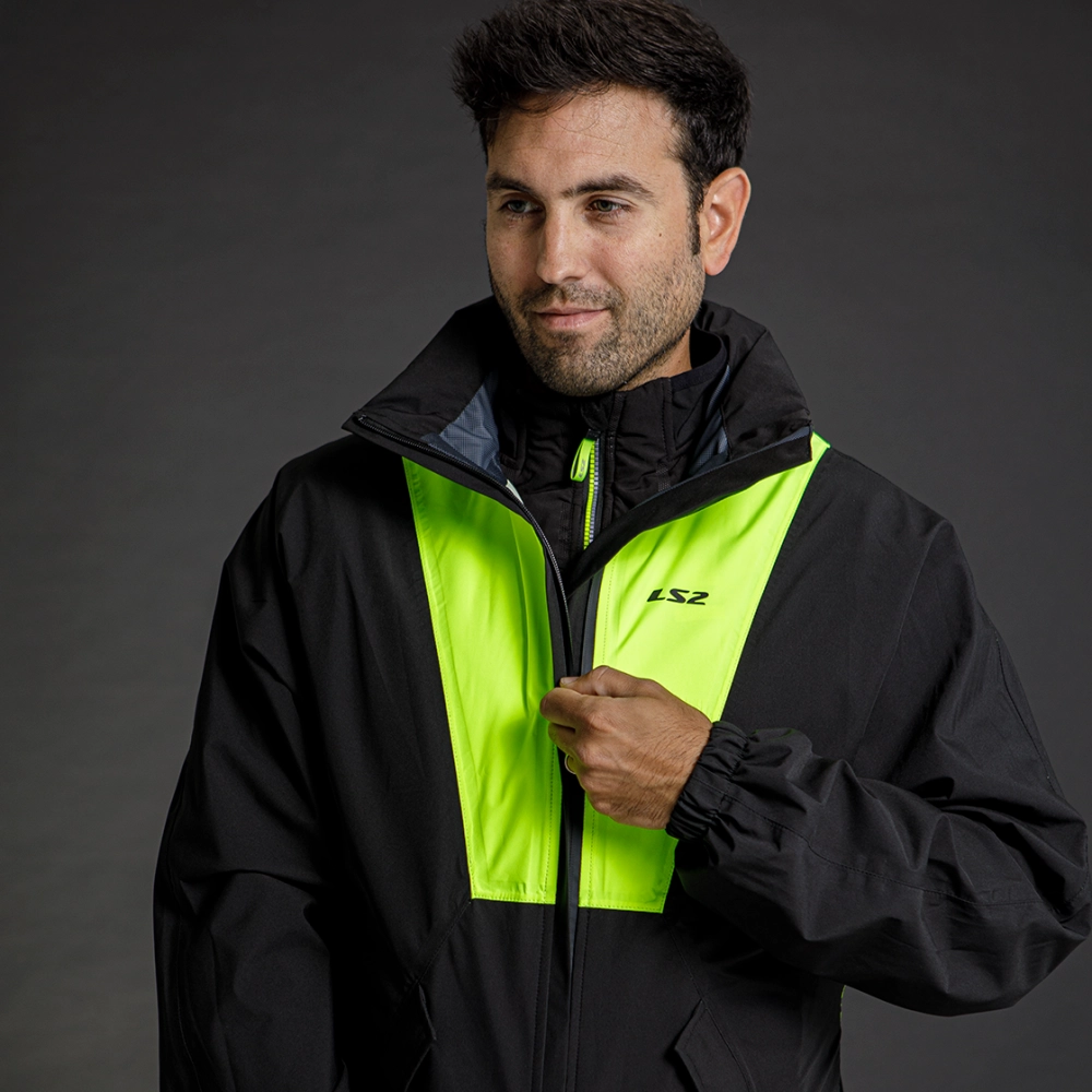 IMPERMEABLE LS2 X-RAIN NEGRO AMARILLO XL-XXL