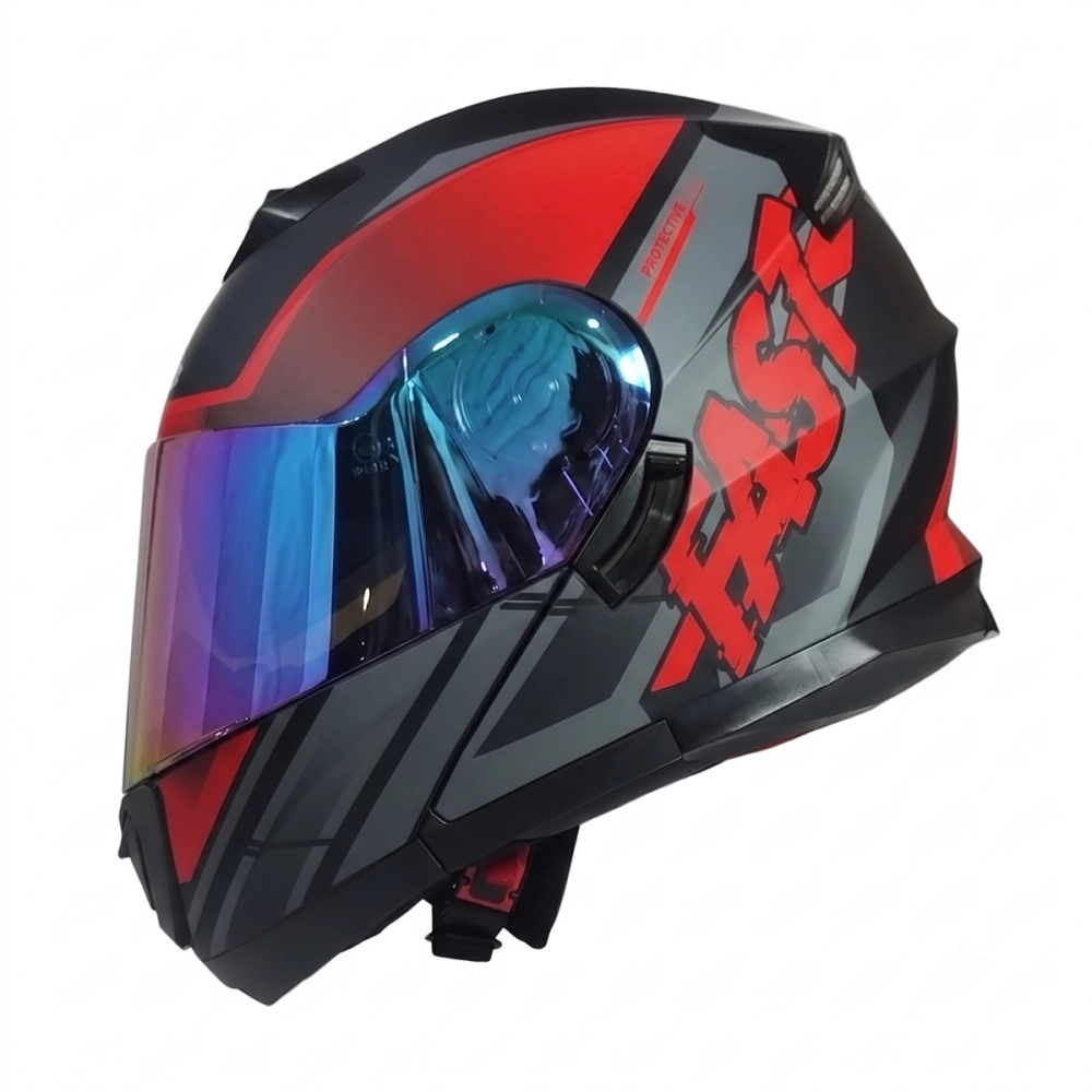CASCO GHB 160 FAST NEGRO ROJO MATE MICA TORNASOL