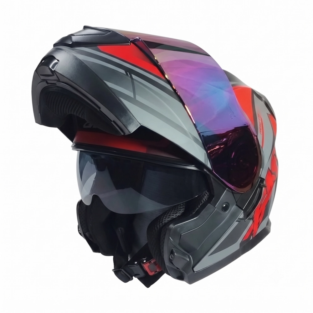 CASCO GHB 160 FAST NEGRO ROJO MATE MICA TORNASOL