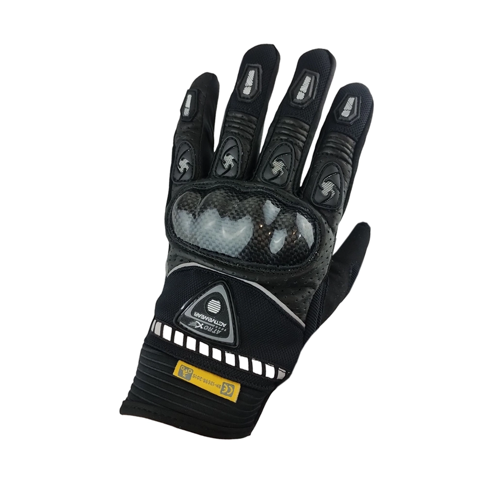 GUANTE ATROX BALI CUERO Y TEXTIL NEGRO