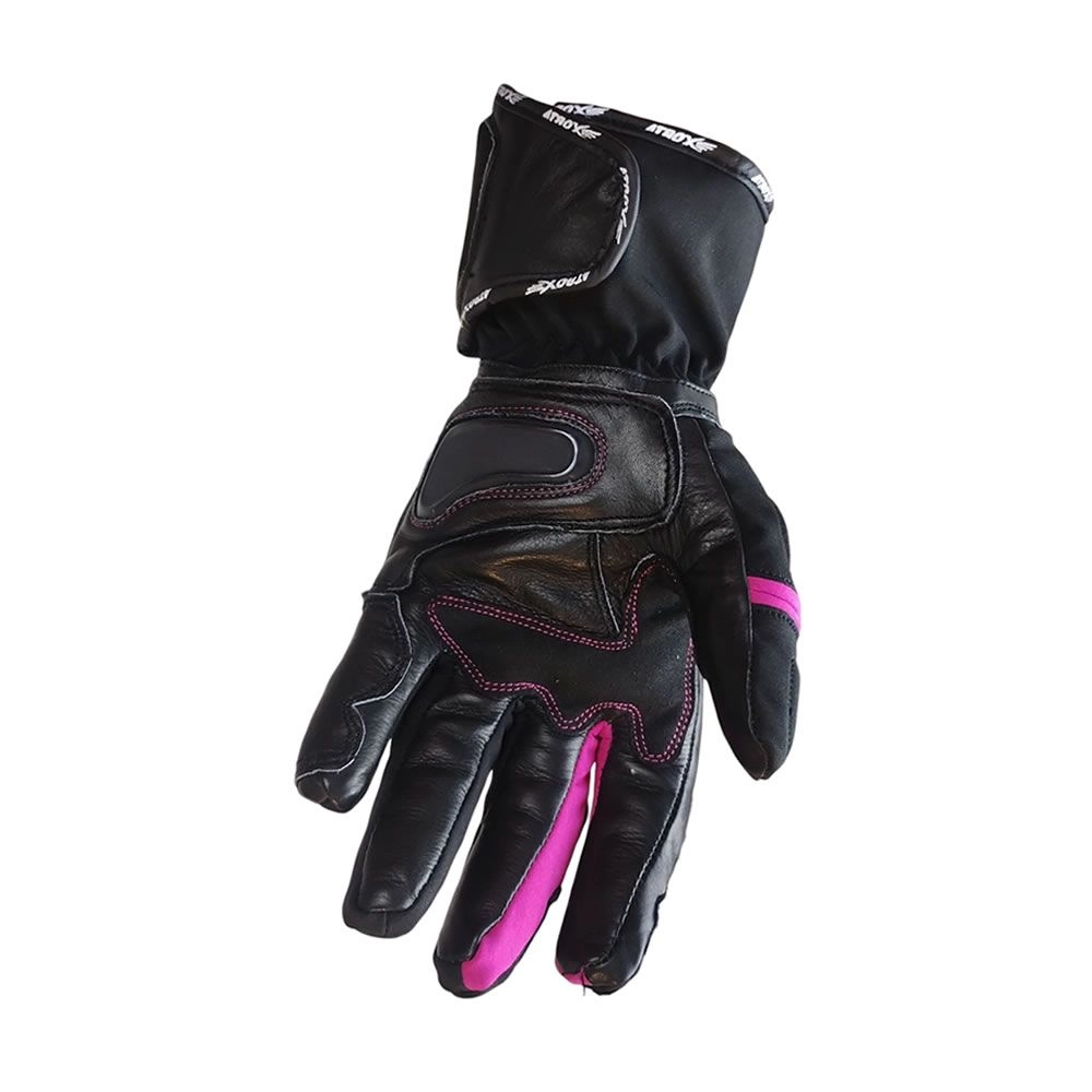 GUANTE ATROX MIG CUERO Y TEXTIL NEGRO ROSA