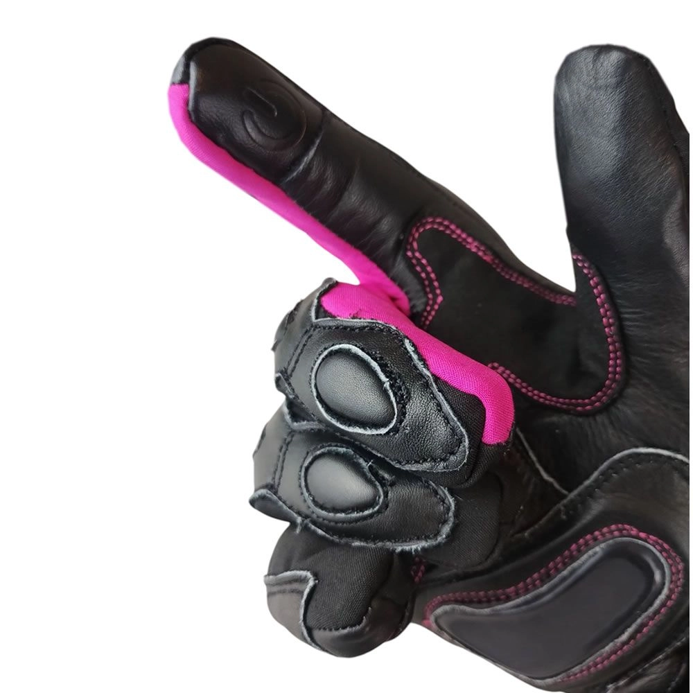 GUANTE ATROX MIG CUERO Y TEXTIL NEGRO ROSA