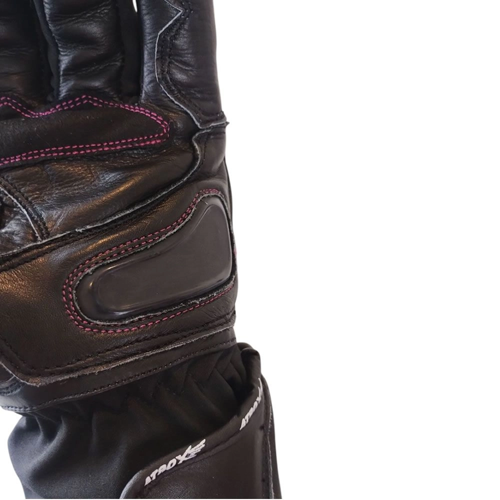 GUANTE ATROX MIG CUERO Y TEXTIL NEGRO ROSA