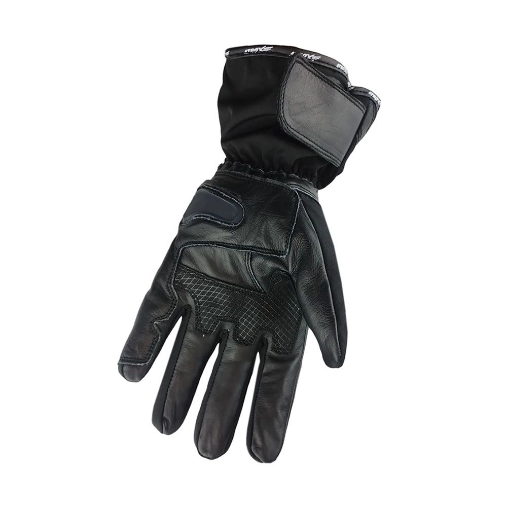 GUANTE ATROX PISA CUERO Y TEXTIL NEGRO