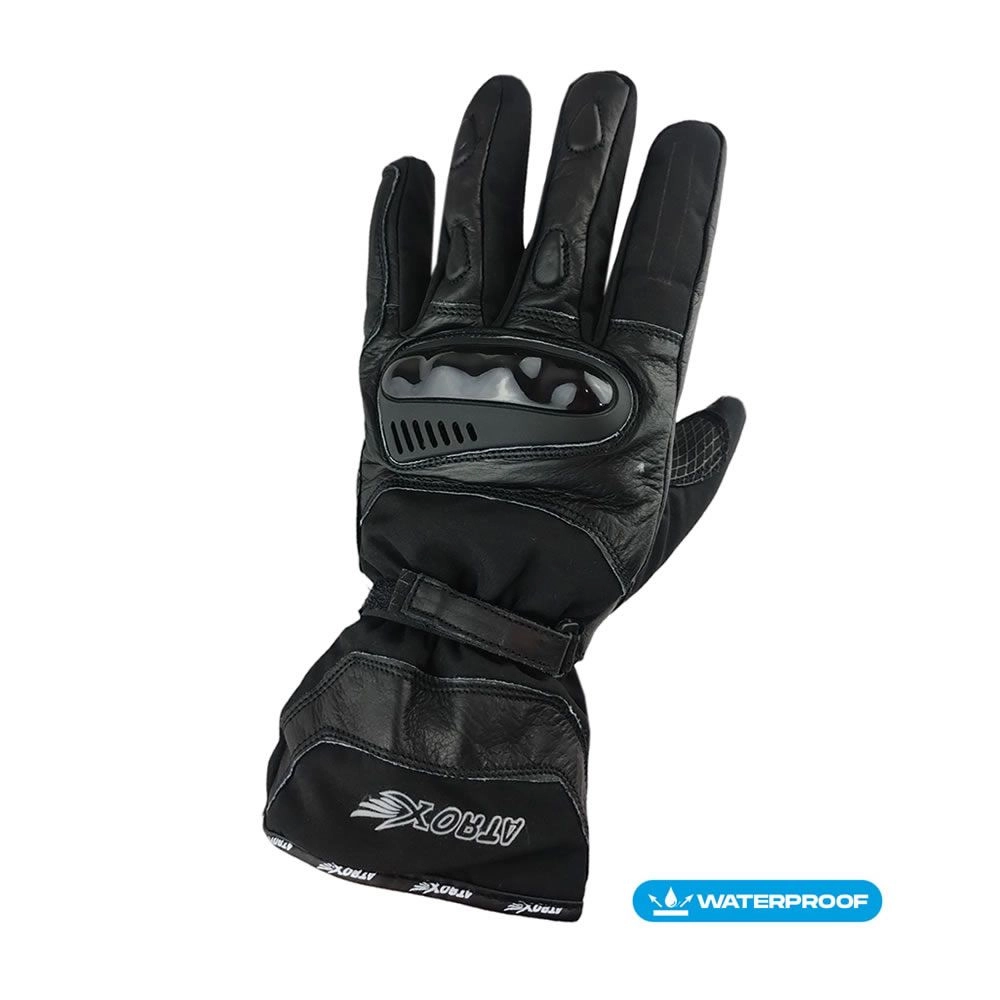 GUANTE ATROX PISA CUERO Y TEXTIL NEGRO