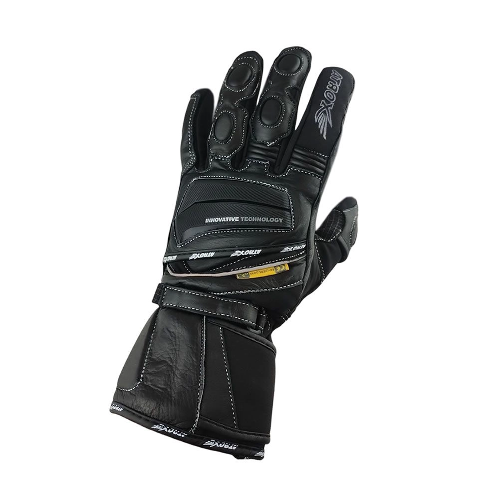 GUANTE ATROX STEEL CUERO Y TEXTIL NEGRO