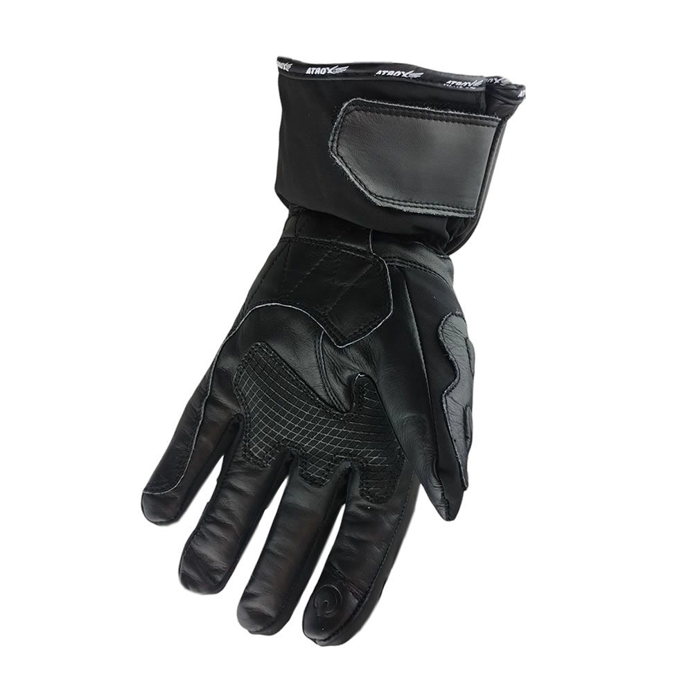 GUANTE ATROX TORINO CUERO Y TEXTIL NEGRO