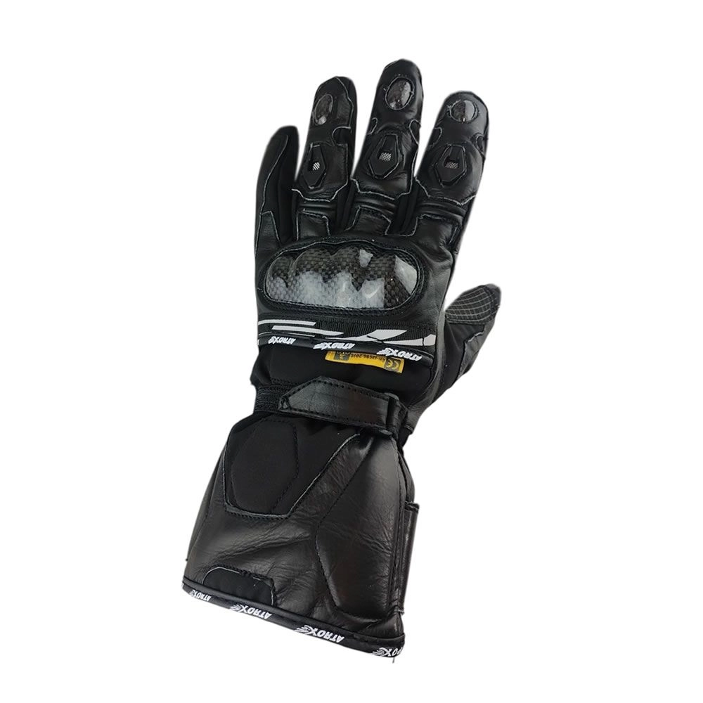 GUANTE ATROX TORINO  CUERO Y TEXTIL NEGRO 