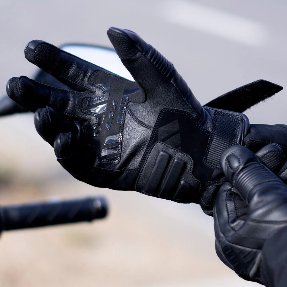GUANTE LS2 OCTANE CUERO NEGRO WP