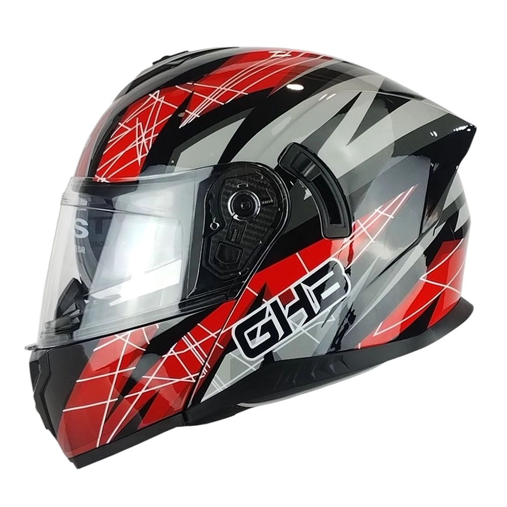 CASCO ABATIBLE GHB 166 SCORING NEGRO ROJO