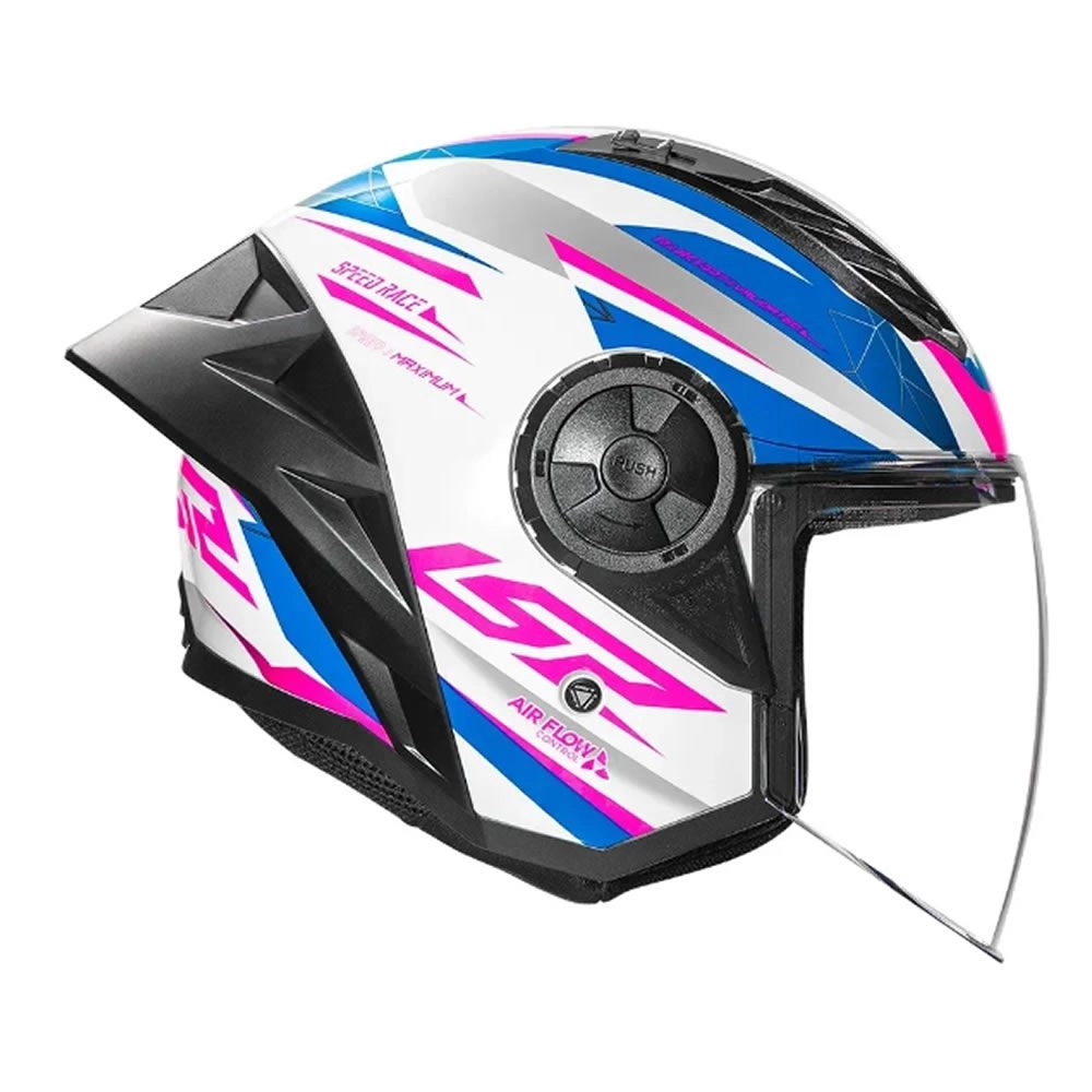 CASCO ABIERTO LS2 OF616 AIRFLOW II DRAZE BLANCO AZUL ROSA