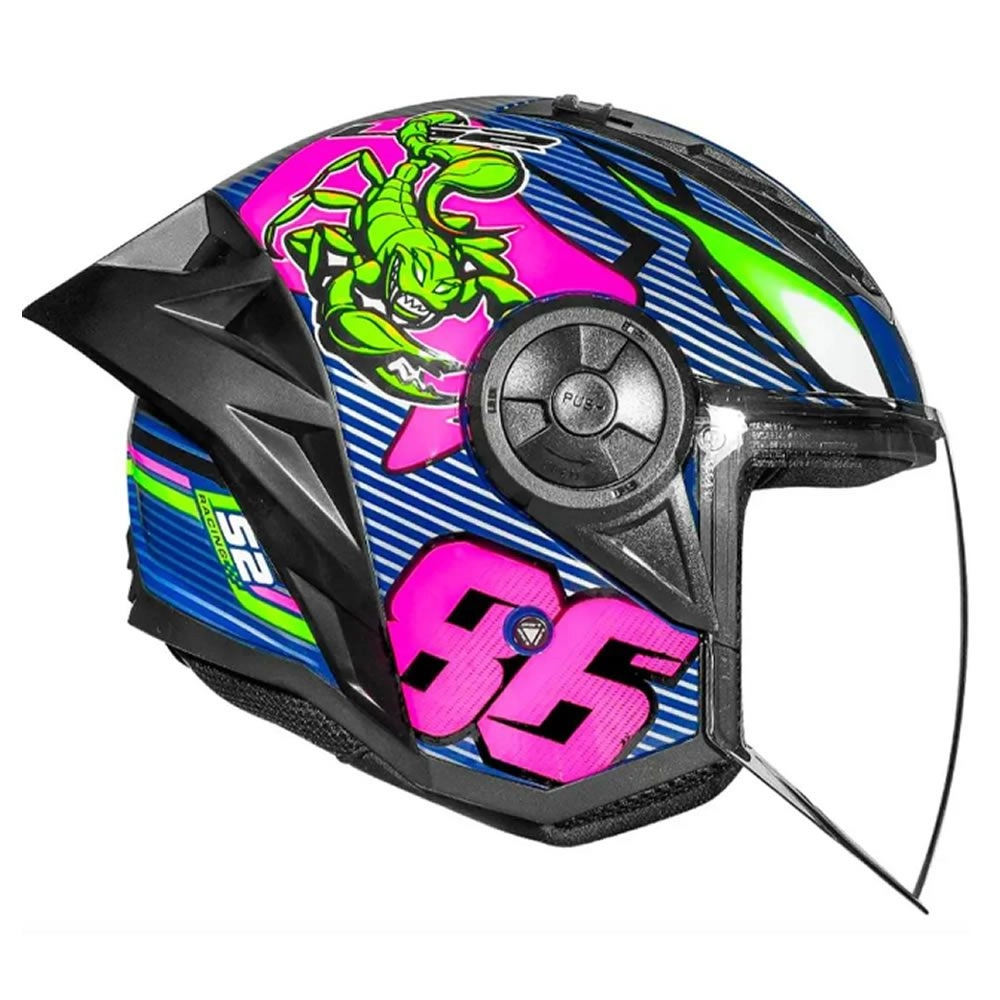 CASCO ABIERTO LS2 OF616 AIRFLOW II STING AZUL ROSA