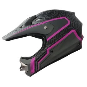 CASCO NIÑO GHB 818 DOT GRID NEGRO ROSA MATTE