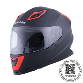 CASCO INTEGRAL GHB M62 PLAIN NEGRO ROJO MATTE