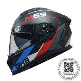 CASCO GHB M-69 STRIPES AZUL BL ROJO MATE