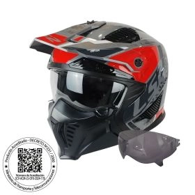 CASCO LS2 OF606 DRIFTER DEVOR SILVER TITANIO ROJO