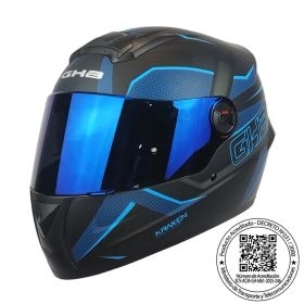 CASCO GHB M-61 KRAXEN AZUL NEGRO MATE MICA TINTEADA AZUL