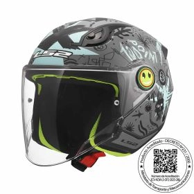 CASCO NIÑO LS2 OF622 FUNNY II SCRIBBLE GRIS AZUL MATE