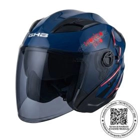 CASCO GHB 708 MONDO AZUL NARANJA MICA TINTEADA