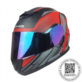 CASCO GHB 160 FAST NEGRO ROJO MATE MICA TORNASOL