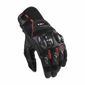 GUANTE LS2 SPARK II CUERO NEGRO ROJO HOMBRE
