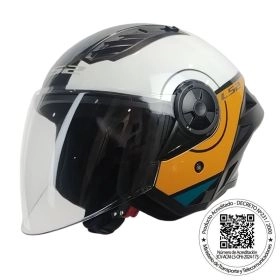 CASCO ABIERTO LS2 OF616 AIRFLOW II COVER BLANCO CAFE