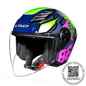 CASCO ABIERTO LS2 OF616 AIRFLOW II STING AZUL ROSA