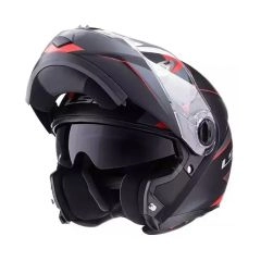 CASCO LS2 FF370 EASY STRIP NEGRO ROJO MATE