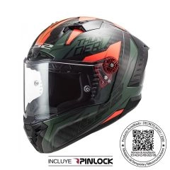 CASCO INTEGRAL CARBONO LS2 FF805 THUNDER CHASE VERDE NARANJA 