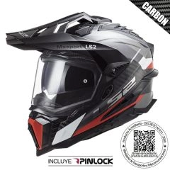 CASCO LS2 MX701 EXPLORER CARBONO FRONTIER TITANIO ROJO