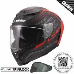 CASCO LS2 FF807 DRAGON CARBON SUBIC ROJO MATE